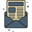 Enveloppe ouverte contenant un document avec des lignes de texte