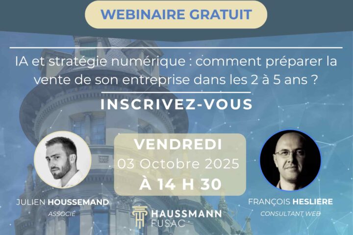 Webinaire gratuit sur la visibilité numérique pour la vente d'entreprise, vendredi 3 octobre 2025 à 14h30