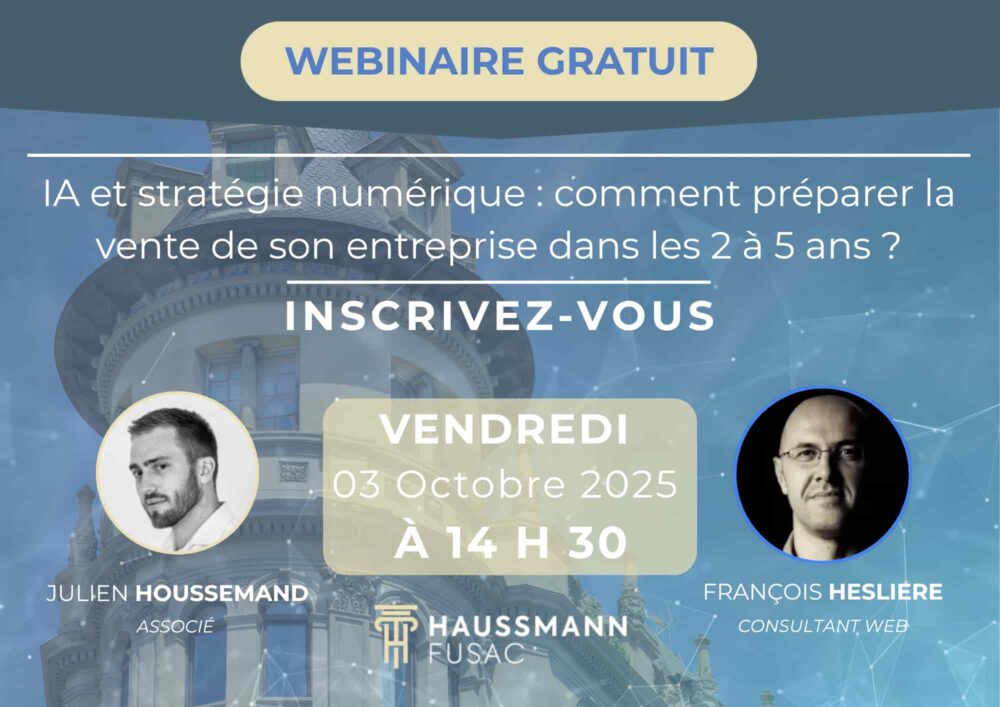 Webinaire gratuit sur la visibilité numérique pour la vente d'entreprise, vendredi 3 octobre 2025 à 14h30