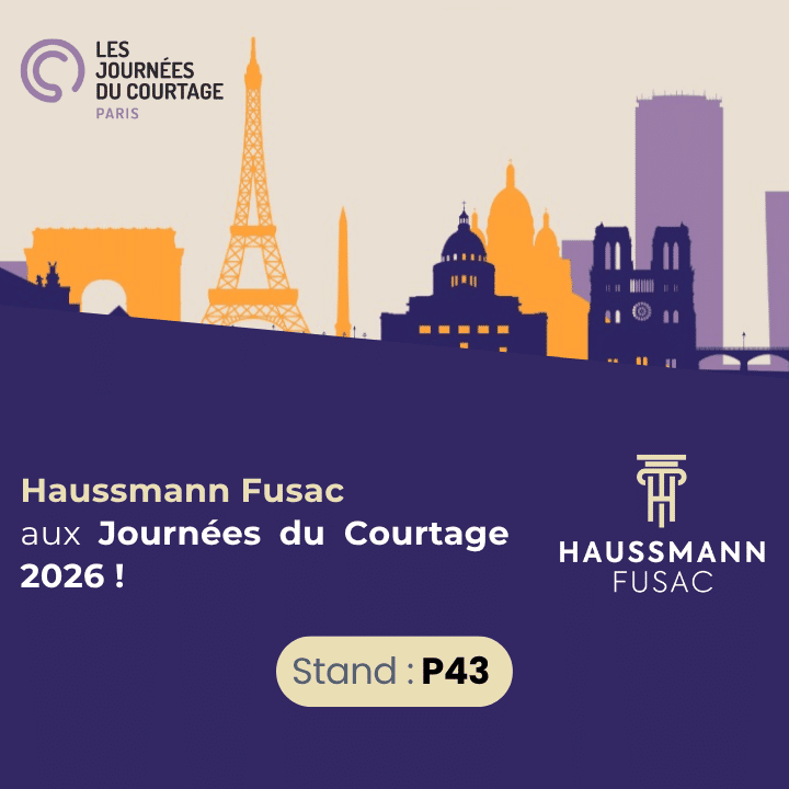 Affiche : Haussmann Fusac aux Journnées du Courtage 2026 - Stand P43